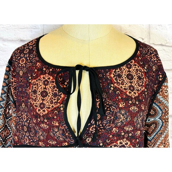 Sanctuary Womens MEDIUM Patchwork Paisley Boho Blouse Peasant Top Long Sleeve - Picture 3 of 9